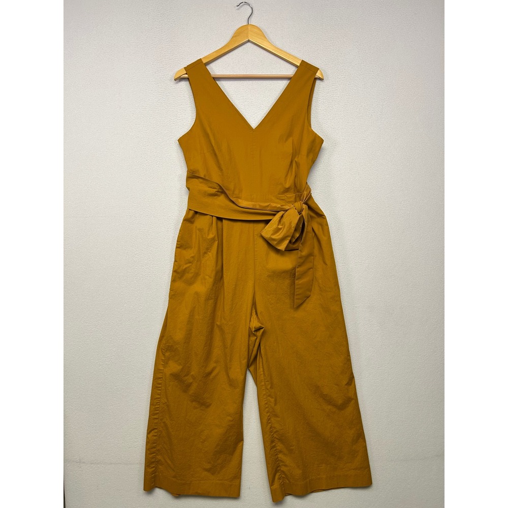 Boho Minimalist J.Crew Womens 10 Mustard Yellow Wide Leg Sleeveless Jumpsuit